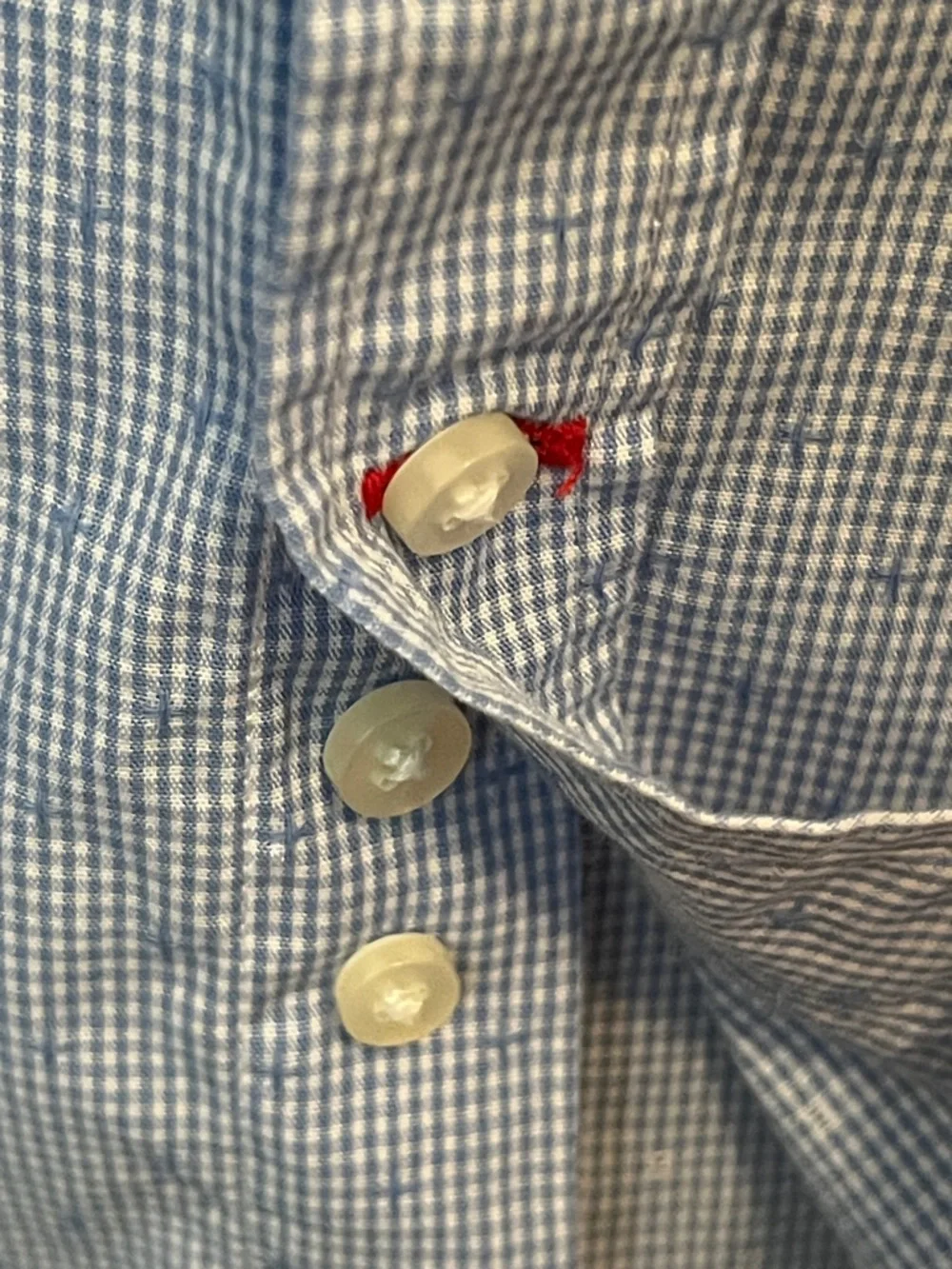 Tommy Hilfiger Light Blue Gingham Check and Dotted Button-Down Shirt - Picture 3 of 6